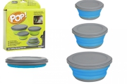 Pop! 3 Piece Collapsible Bowl Set - Blue/Grey  / Black Grey / Green grey 1.2 / 0.8 / 0.5L